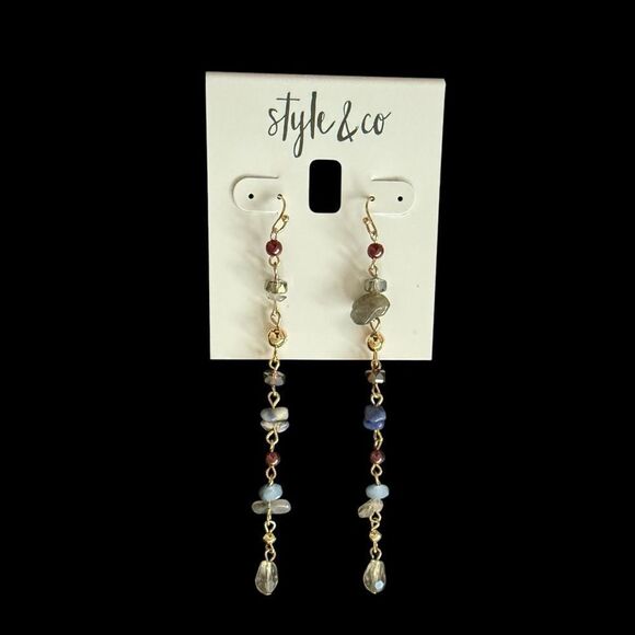 Style & Co Multi Colored Beaded Tower Dangle Earrings - Picture 1 of 3